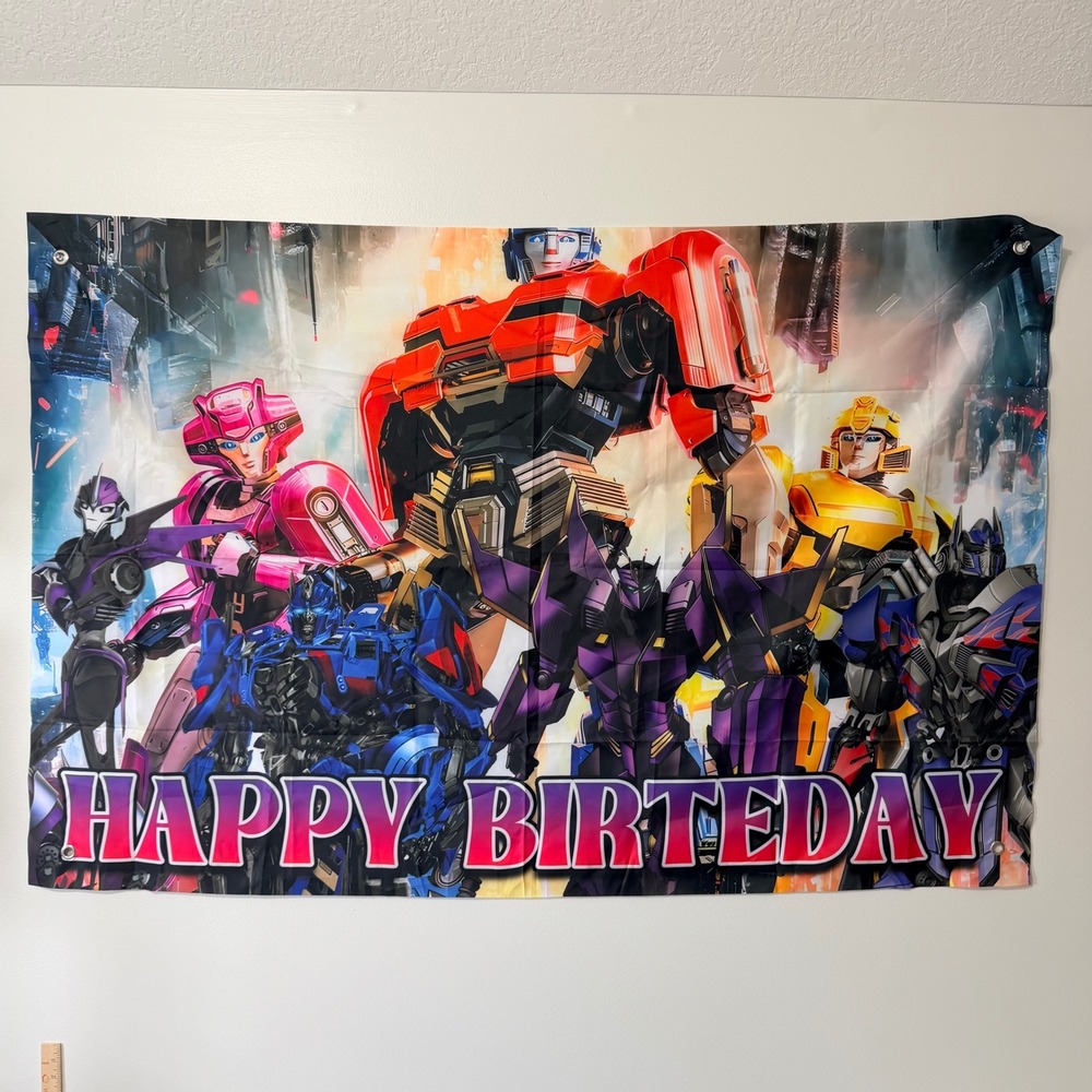 Transformers Happy Birteday Party Backdrop Banner Wall Hanging Decor 39"x58"